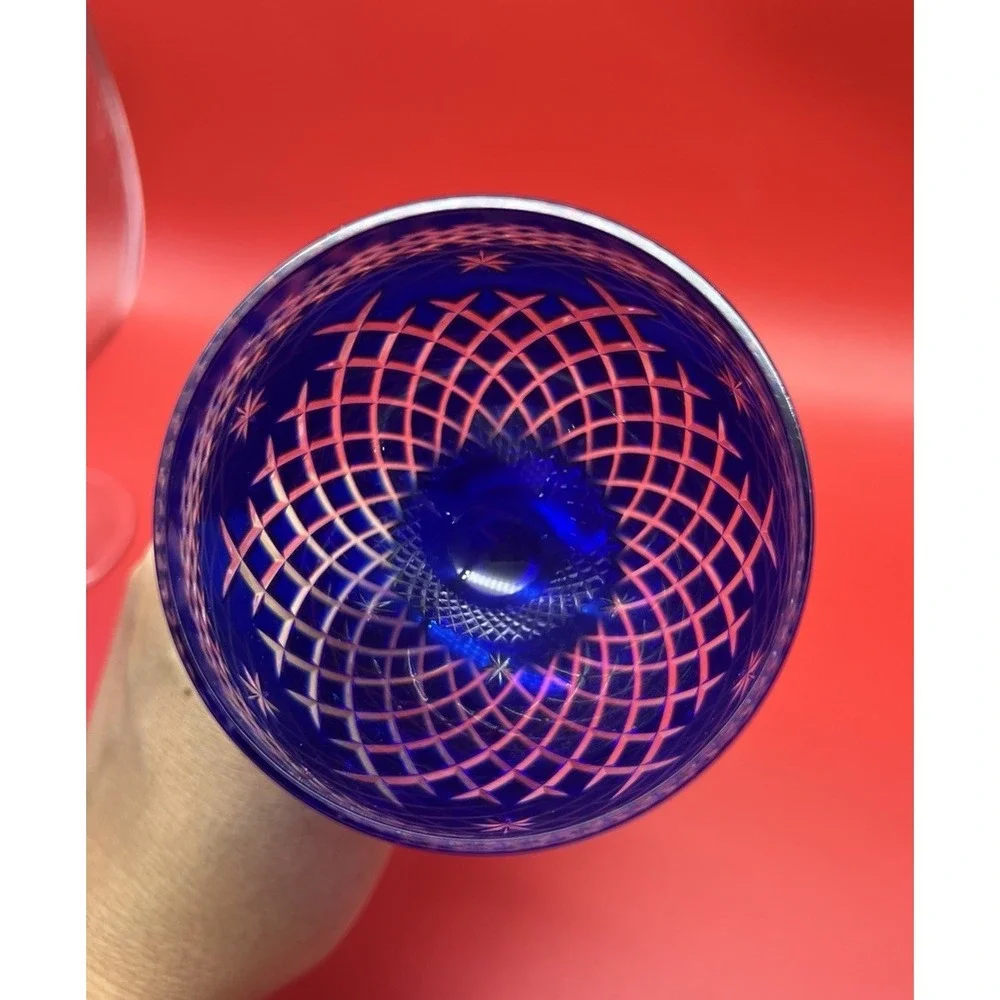 Vintage LOT of 6 Nachtmann Traube Cobalt Blue Wine Goblet Glasses 8.5